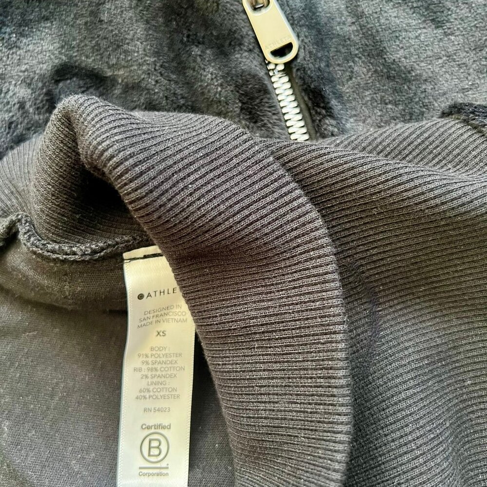 Athleta Velour Full Zip Jacket Color Black Size XS - Picture 4 of 4